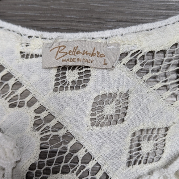 Bellambra white sheer silk blouse fairy sleeves lace bodice size L ethereal - Picture 10 of 14